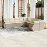 Set Divano da Giardino 10 pz con Cuscini Beige in Polyrattan 3221907