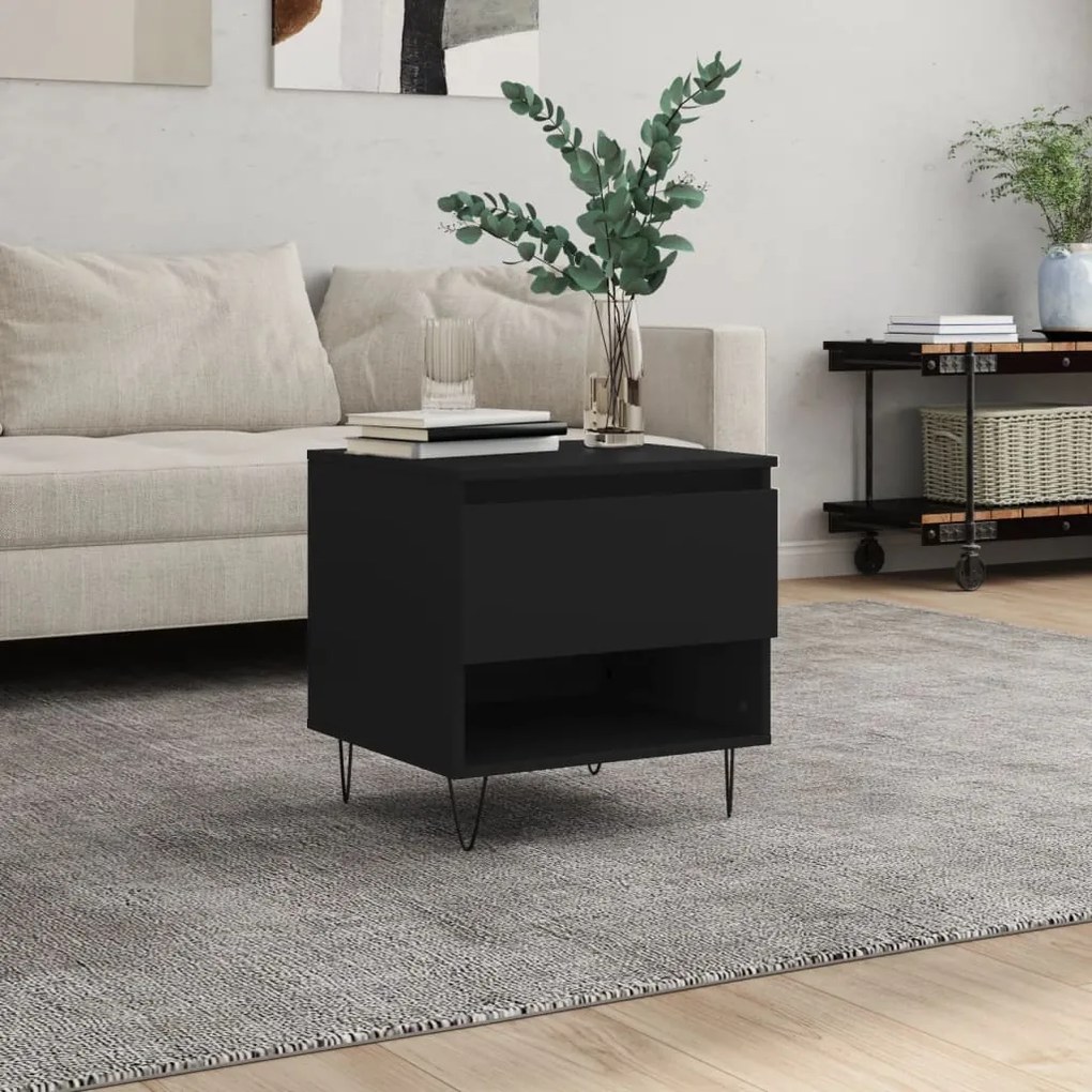 Tavolino Da Salotto Nero 50x46x50 Cm İn Legno Multistrato /