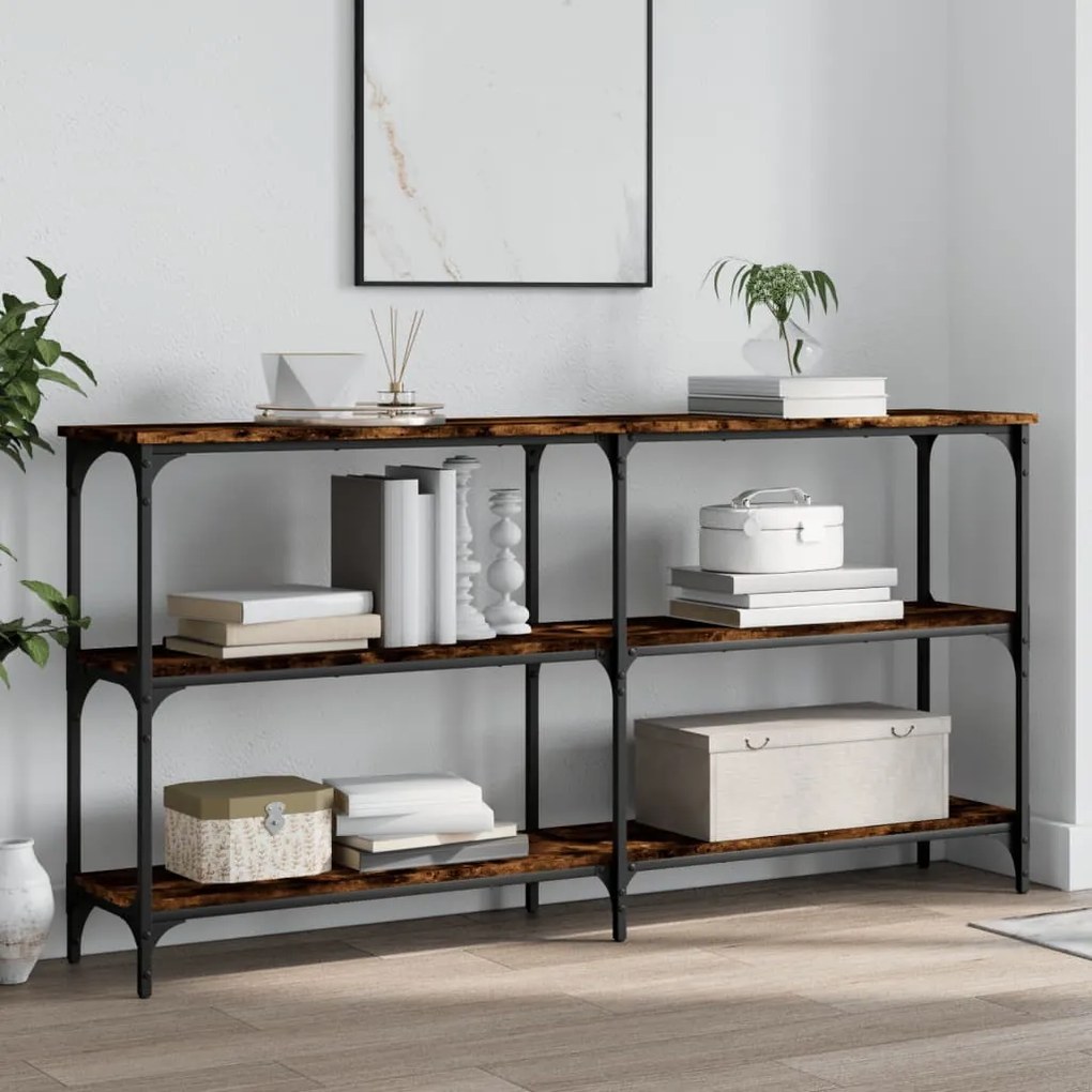 Tavolo Consolle Rovere Fumo 150x29x75 Cm İn Legno Multistrato /