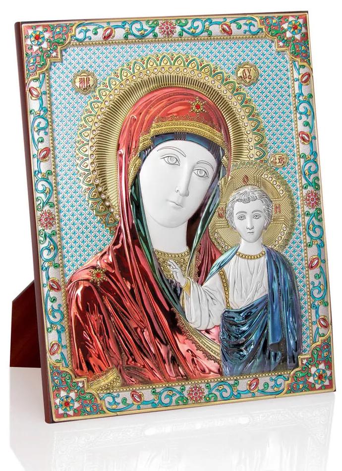 Pannello "Madonna con Gesù" con smalti cm.25,5x32
