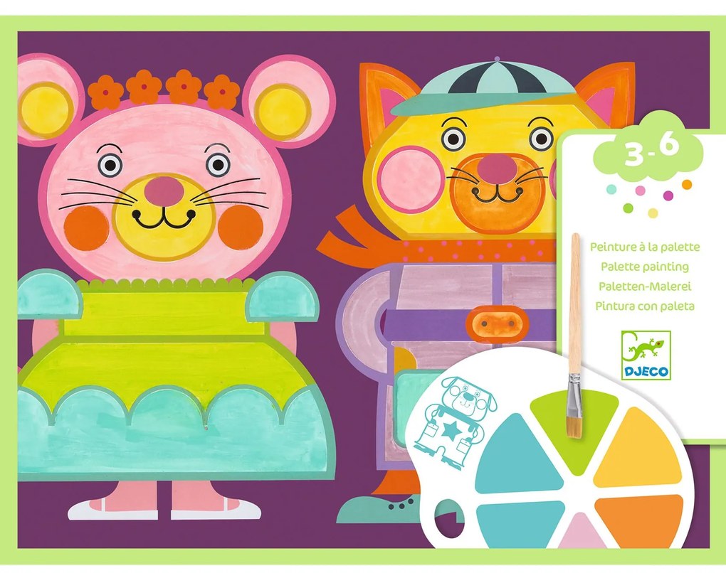 Pittura con tavolozza - animali colorati