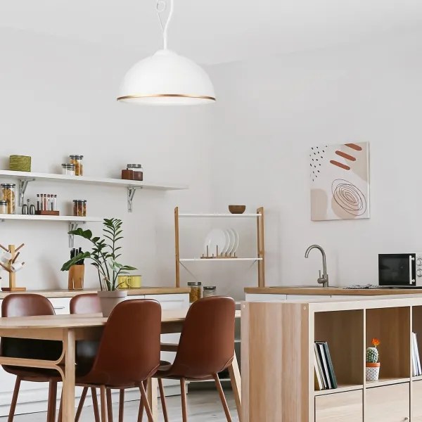 Lampadario a sospensione con supporto rigido RETRO II 1xE27/60W/230V bianco