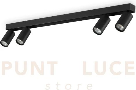Profilo applique a parete nero 4 luci attacco gu10 90cm diffusori o...