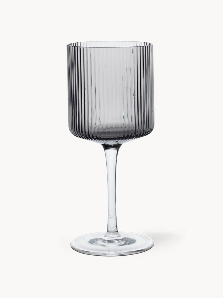 Set di 2 bicchieri da vino bianco in vetro soffiato con scanalatura in rilievo Ripple