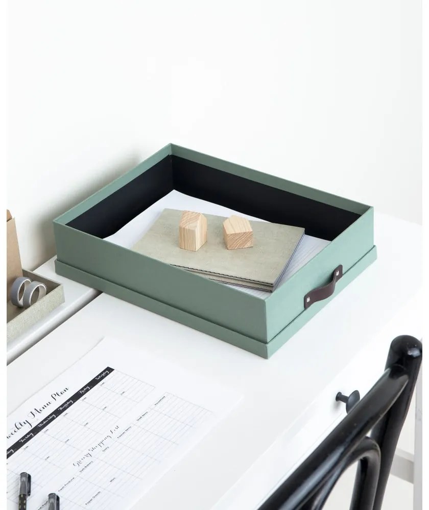 Organizer verde in cartone per documenti Oskar Canvas Paper Laminate – Bigso