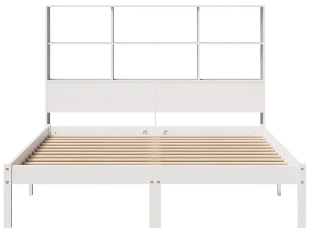 Letto libreria senza materasso bianco 140x200 cm legno di pino