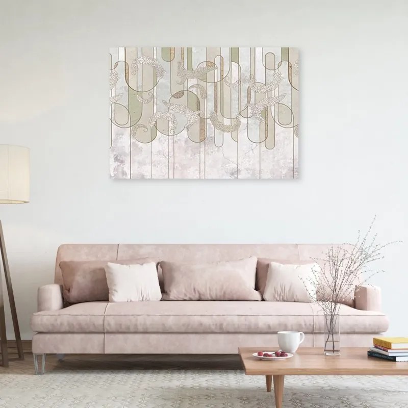 Quadro su tela, Astrazione minimalista scandinava nel beige  Dimensioni 60x40