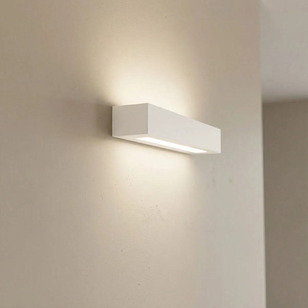 Applique da Parete 2xE14 Rettangolare 45cm in Gesso Pitturabile