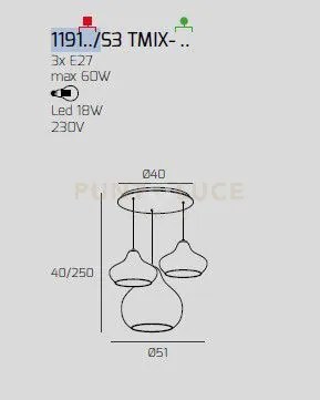 Sosp. bianco 3 luci tonda vetri (1 x piccolo ru + 1 x piccolo za + ...