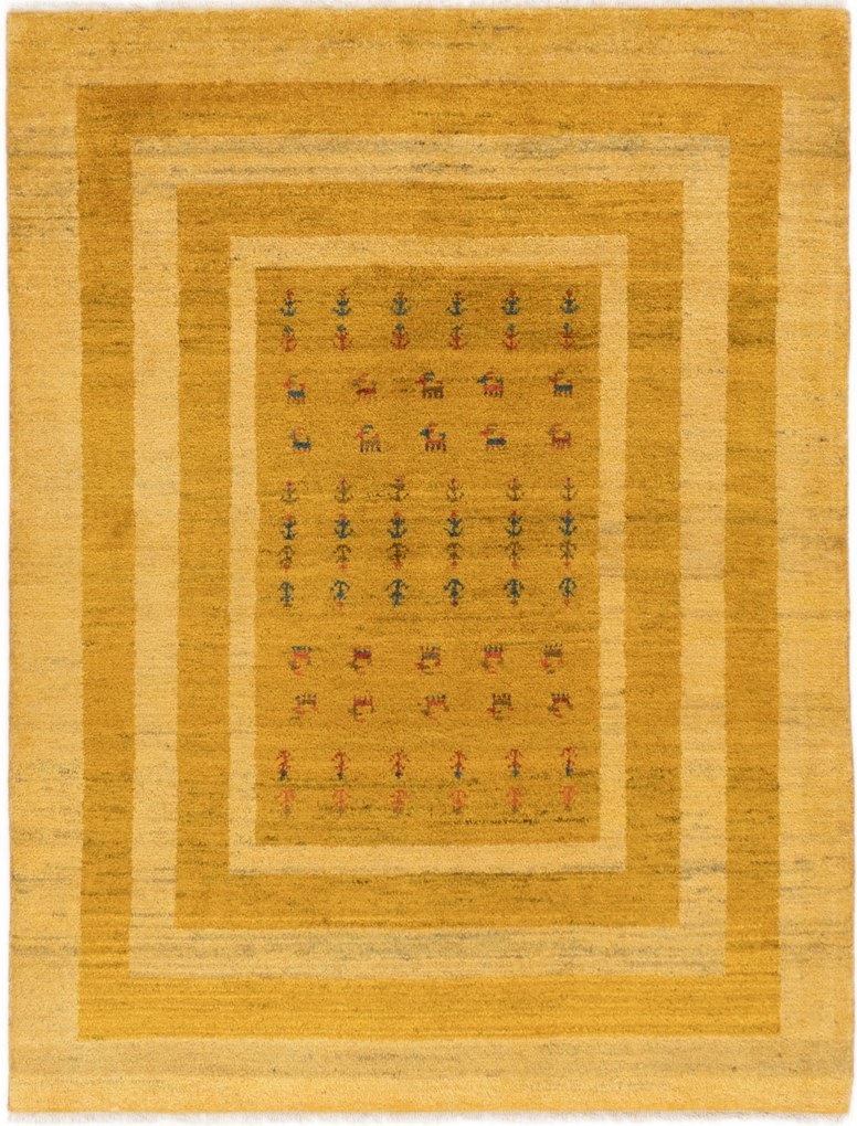Gabbeh Tappeto 150x200 Giallo (Iran) Annodato A Mano