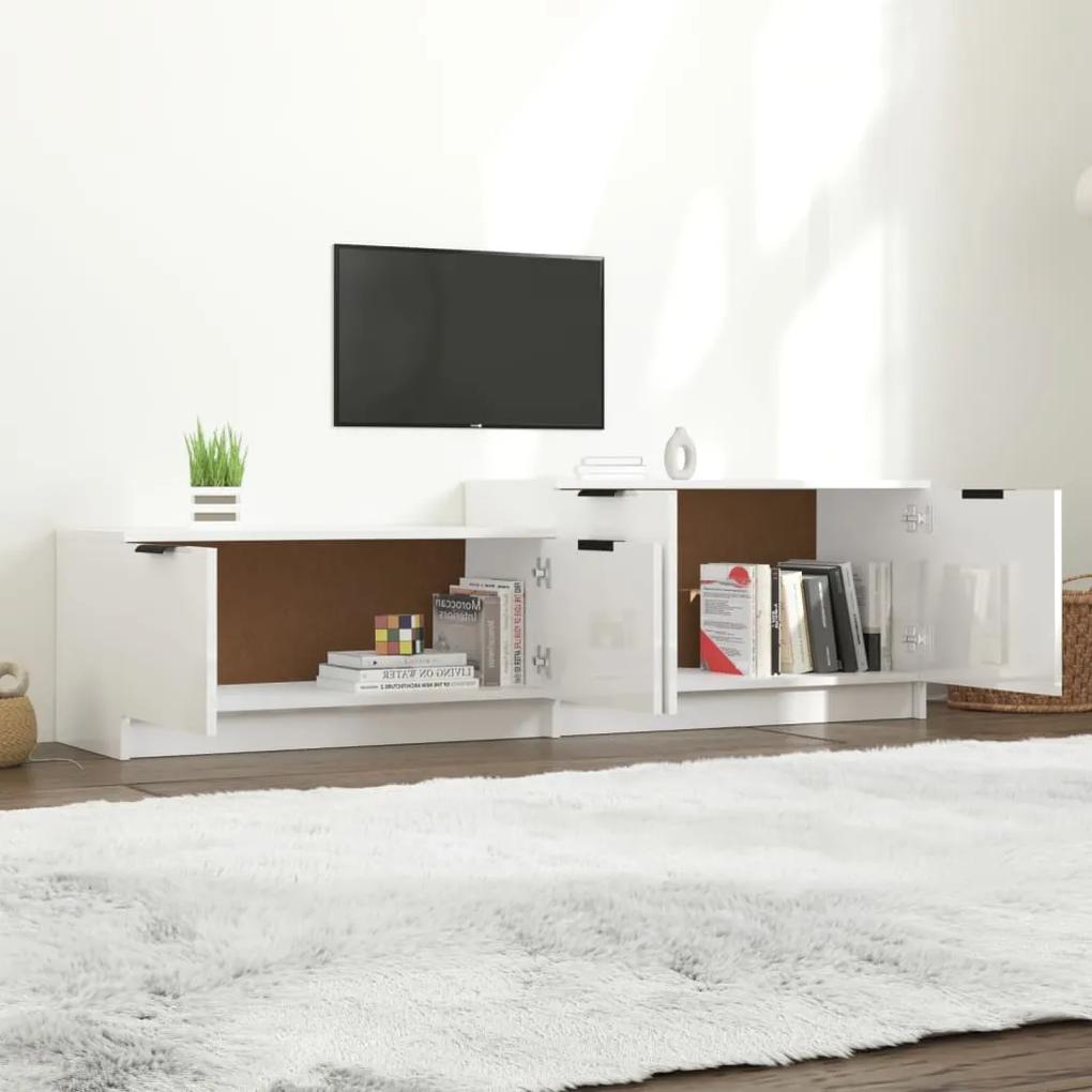 Mobile porta tv bianco lucido 158,5x36x45 cm legno multistrato