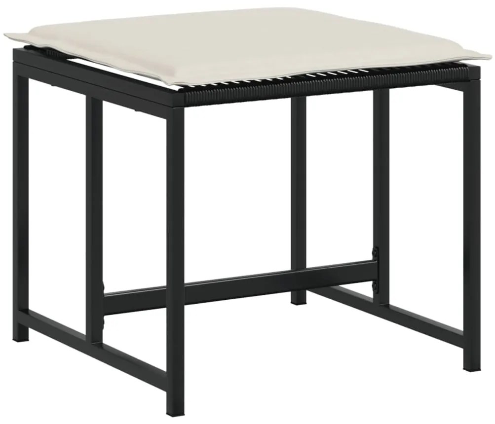 Set da pranzo da giardino 11 pz con cuscini in polyrattan nero