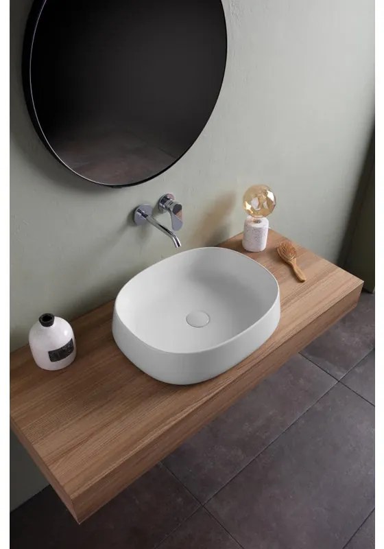Lavabo da appoggio Paddle OLYMPIA CERAMICA rettangolare in ceramica L 50 x H 40 x P 40 cm bianco