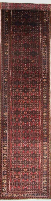 Hosseinabad Tappeto 90 x 420 Rosso (Iran) Annodato A Mano