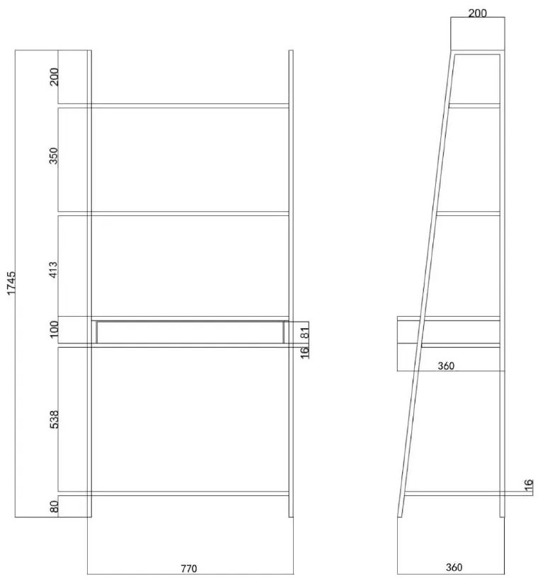 Libreria nera in rovere 77x175 cm Seaford - Actona