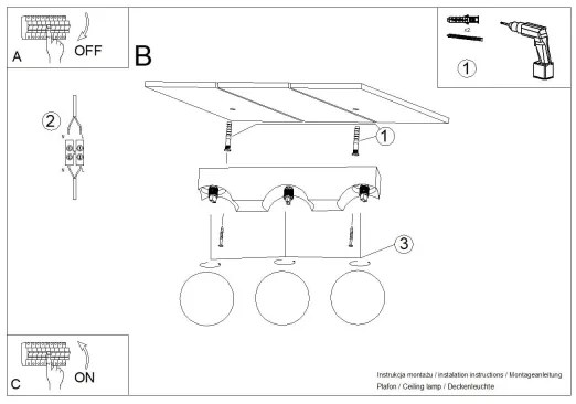 Sollux SL.1684 - Plafoniera BULBO 3xG9/8W/230V faggio/bianco