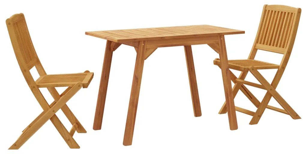 Set da pranzo per giardino 3 pz in legno massello di acacia