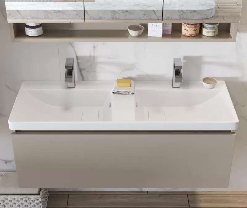 Mobile bagno 120cm con lavabo incasso a doppia vasca SP-120 - KAMALU