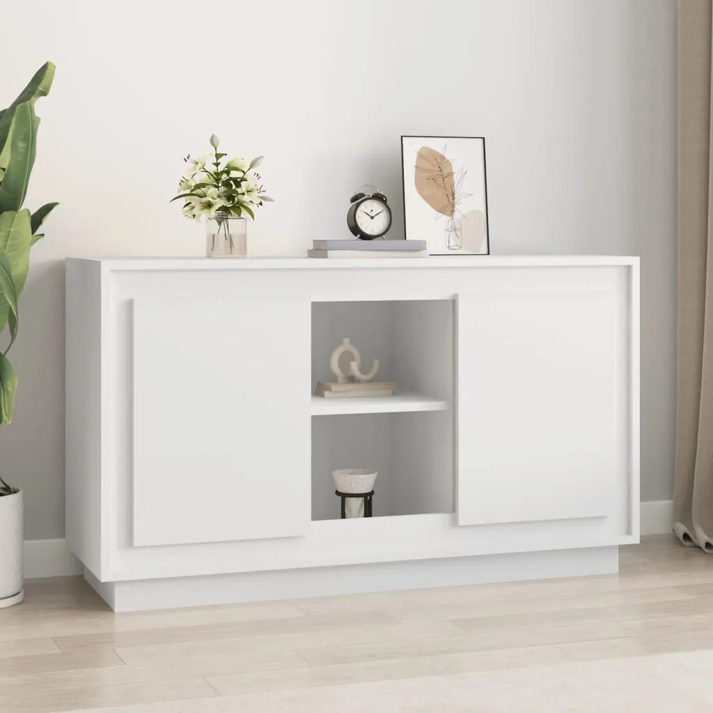 Credenza bianca 102x35x60 cm in legno multistrato