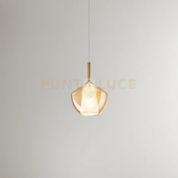 Vetro 1 luce e27 ambra trasparente d.20cm rosone acquistabile sepa...
