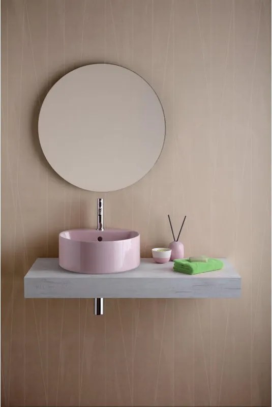 Lavabo da appoggio OLYMPIA CERAMICA ovale in ceramica L 40 x H 17 x P 40 cm rosa lucido