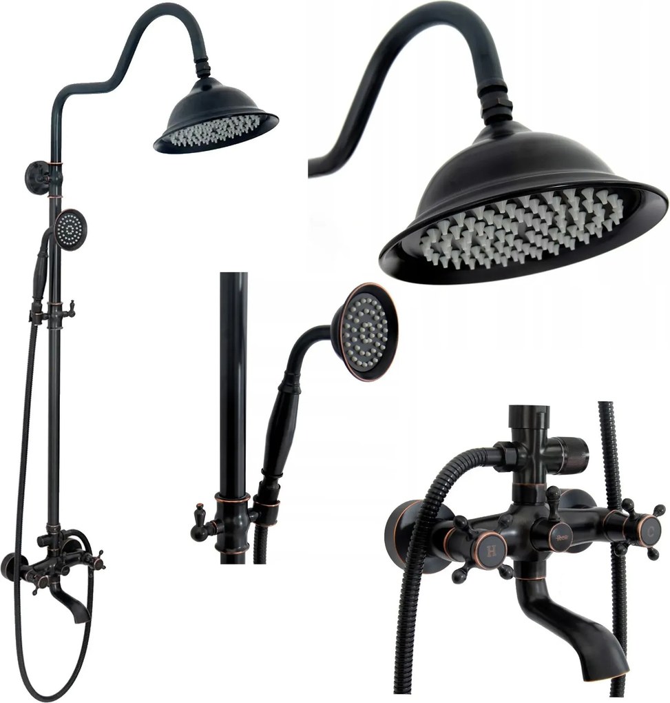Set doccia con beccuccio Rea Retro Old Black