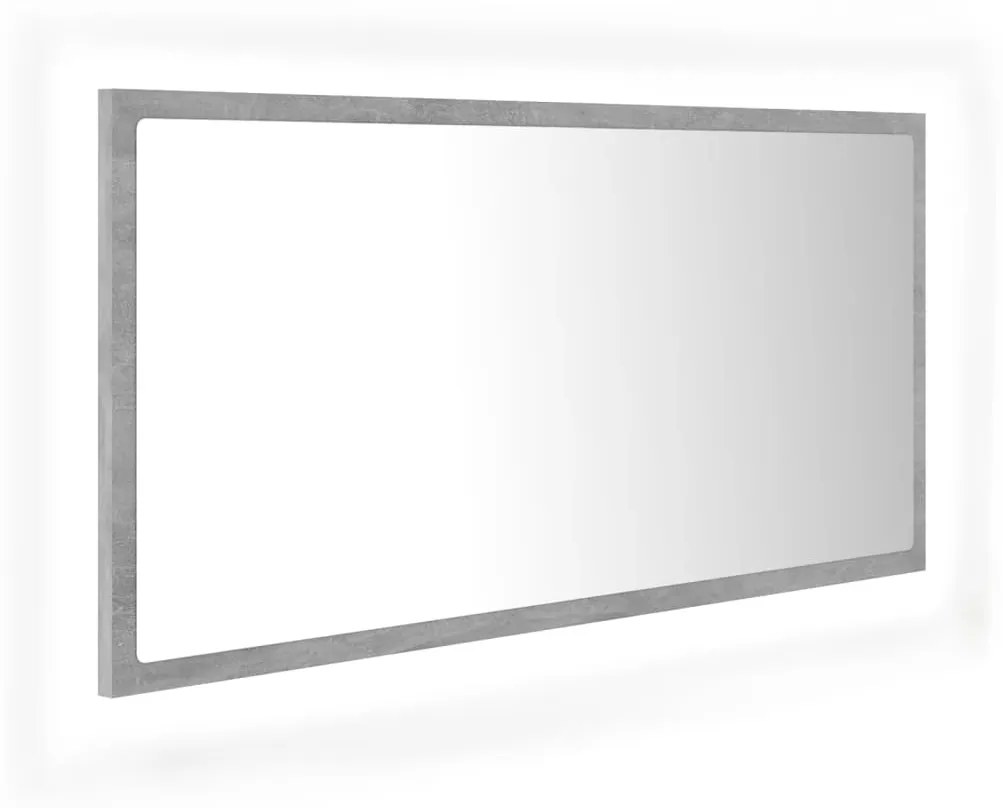 Specchio da bagno a led grigio 90x8,5x37 cm in acrilico