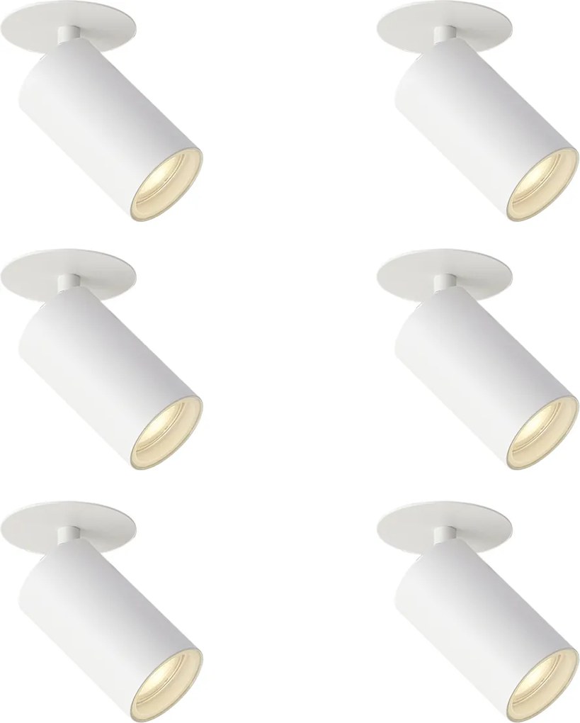 Set di 6 faretti da incasso moderni bianchi GU10 50mm IP44 - Chels