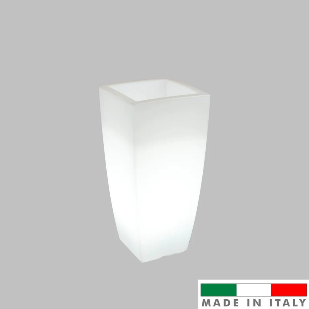 Vaso Illuminabile Quadrato 33x33xH70cm E27 Colore Bianco