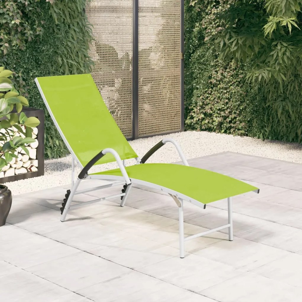 Lettino Prendisole İn Textilene E Alluminio Verde /