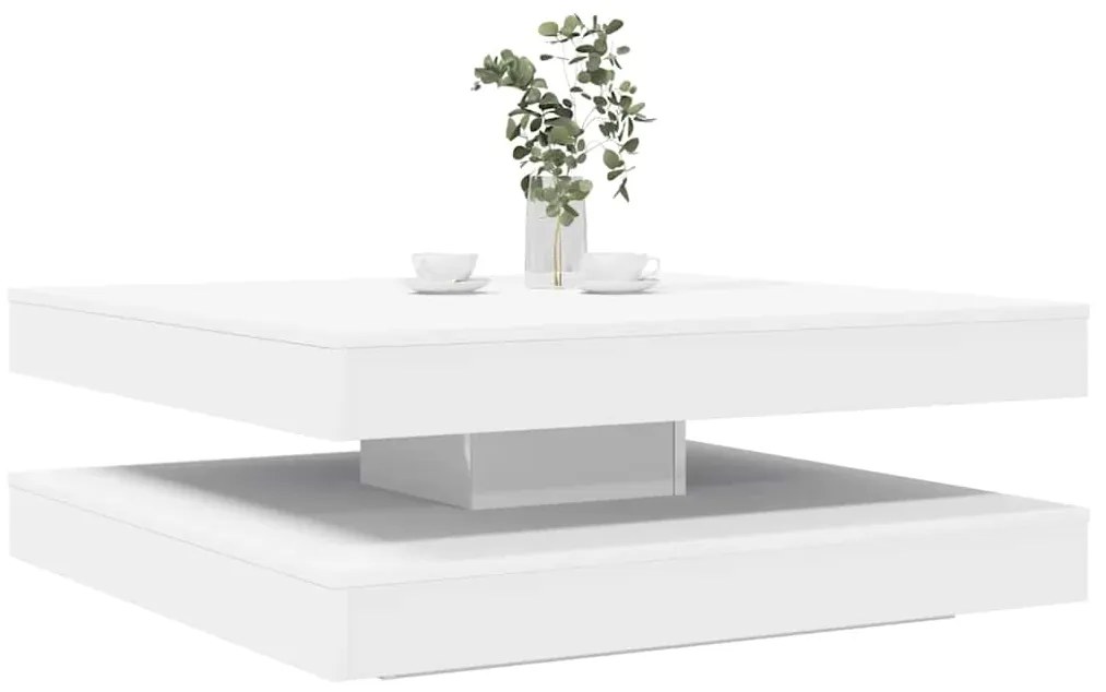 Tavolino Da Caffè Girevole A 360 Gradi Bianco 90x90x34,5 Cm /