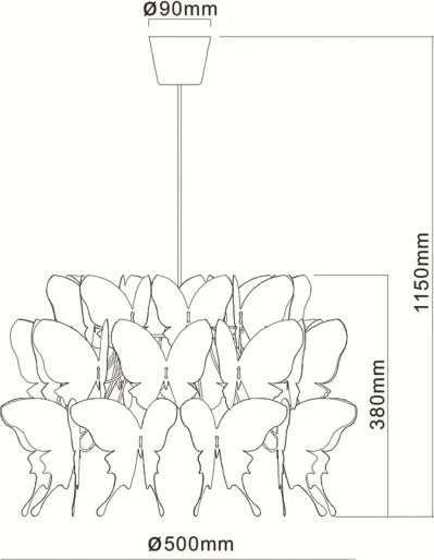 Lampadario per cameretta FARFALLA 1xE27/60W/230V rosa