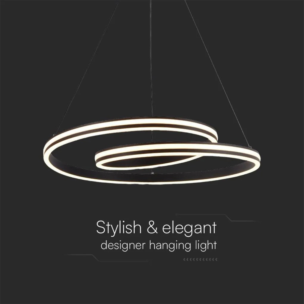 Lampadario LED moderno 40W nero in metallo con luce CCT 3in1 – H1160x600mm