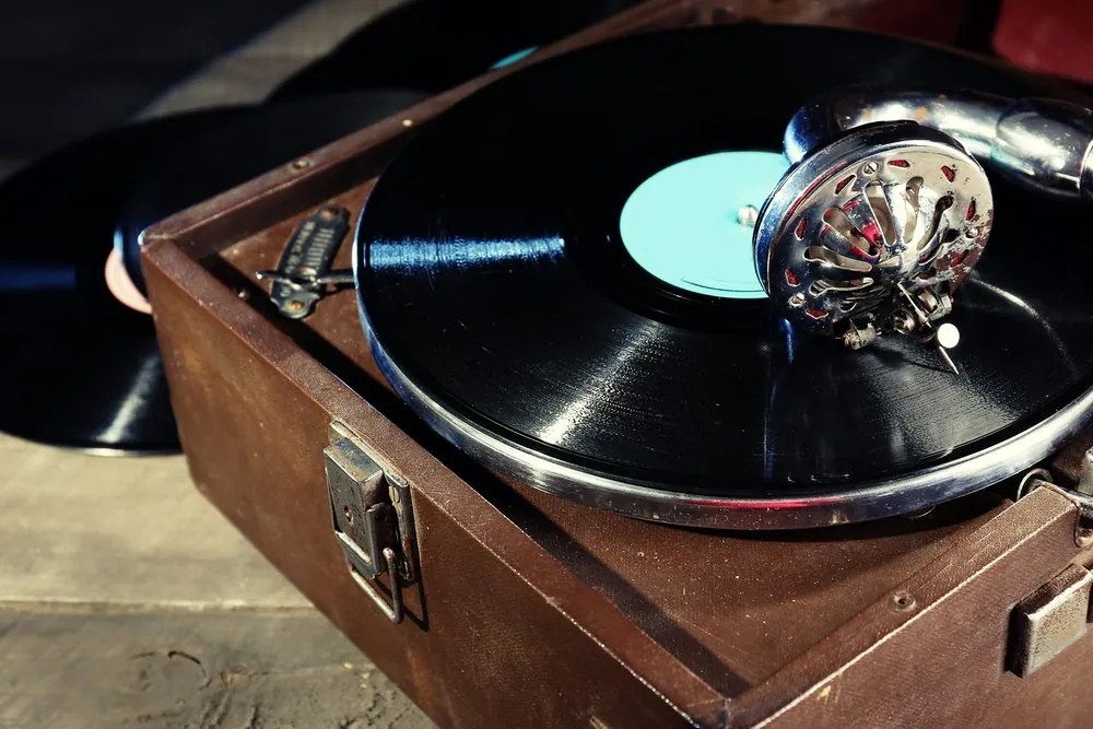 Stampa su tela – Giradischi con disco in vinile