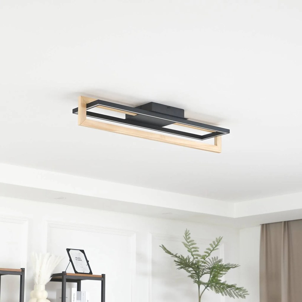 Plafoniera a LED Holamu Lindby, Nero, Soggiorno / Sala da pranzo, Alluminio, Moderno, Plafoniera LED