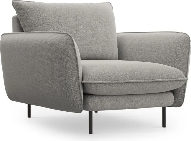Poltrona Vienna in tessuto strutturato con gambe nere - L95cm