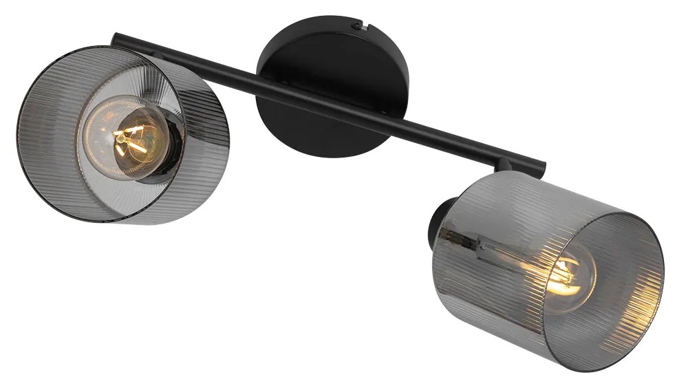 Faretto da soffitto nero con vetro fumé 2 luci orientabile - Laura