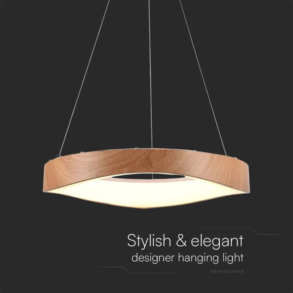 Lampadario LED sospeso 25W circolare colore legno 3000K – Ø500mm