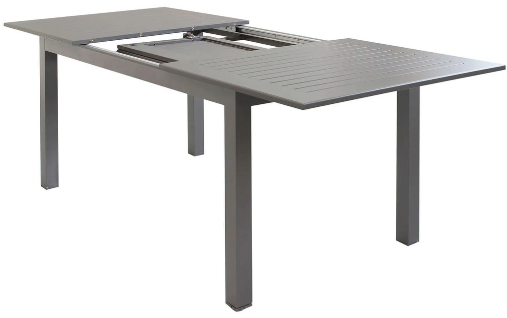 ARGENTUM - set tavolo in alluminio cm 150/210 x 90 x 75 h con 4 poltrone Aulus