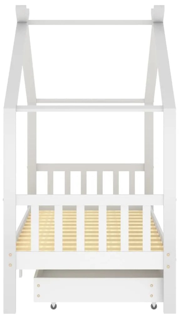 Giroletto bambini bianco con cassetti massello di pino 90x200cm