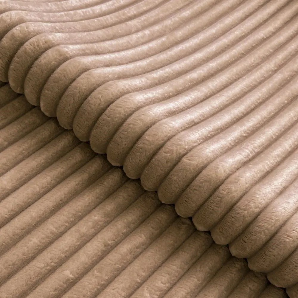 Divano angolare marrone (con penisola a sinistra/a L) con rivestimento in velluto a coste Marbeya – Ropez