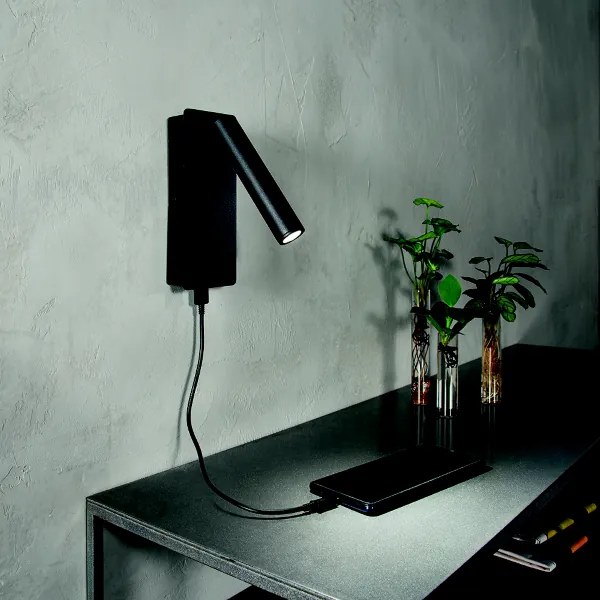 Applique TELESCOPE in metallo Nero 20 cm con sorgente luminosa direzionale a LED