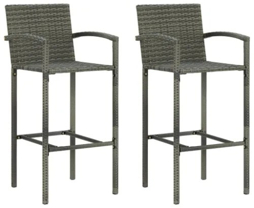 Set Bar da Giardino 3 pz con Braccioli in Polyrattan Grigio