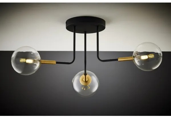 Jupiter 2039 - Lampadario a sospensione con supporto rigido BURANO 3xG9/10W/230V nero/oro/limpido