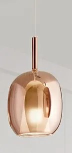 Vetro 1 luce attacco e27 rame specchiato rain d.17,5cm rosone acq...