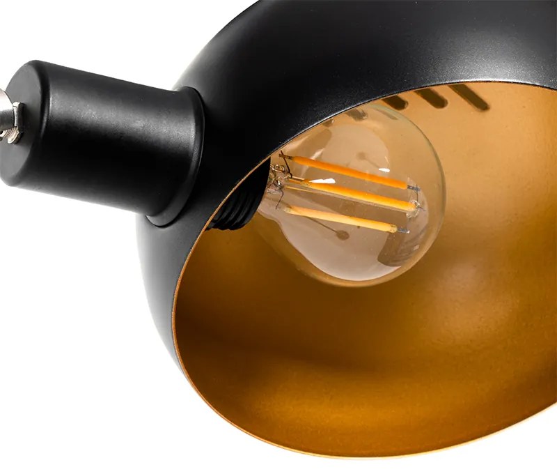 Lampada da terra di design nera con oro 5 luci - Sixties Marmo