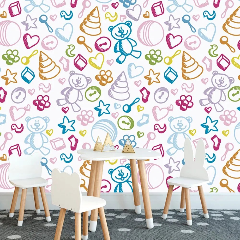 Carta da parati – Giocattoli in colori pastello