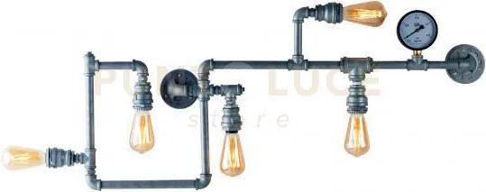Plafoniera amarcord zincata 5 luci attacco e27 109x9,5x47cm