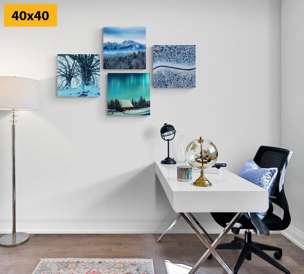 Set di quadri – Paesaggio innevato