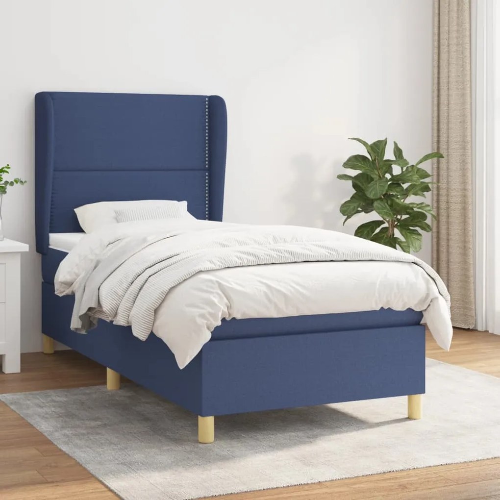 Giroletto A Molle Con Materasso Blu 90x190 Cm İn Tessuto /